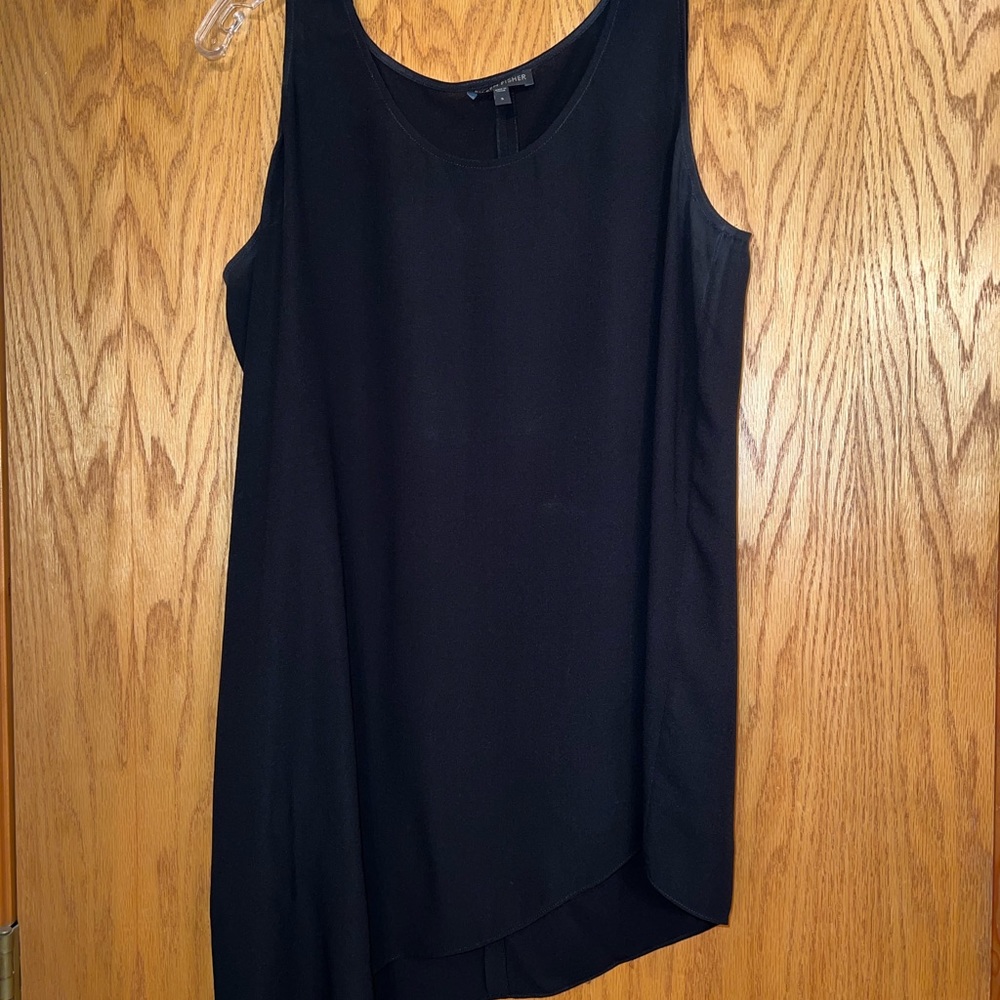 Eileen Fisher 100% silk Toga style asymmetrical top Size Small